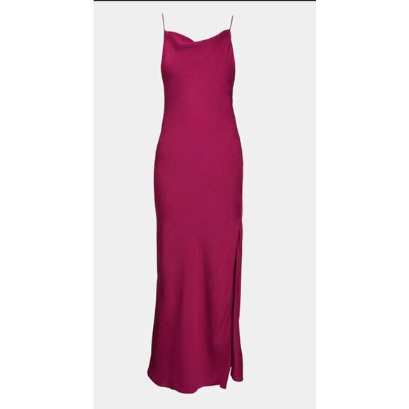 Theory Electric Pink Drape Back Silk Slip Dress | Size 6 | New With Tags - Picture 2 of 9